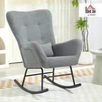 HOMCOM Rocking Chair, Fluffy Cover, Lumbar Pillow, Non-slip, Up to 120 kg, Gray(m-9)