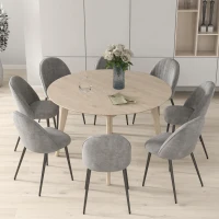 HOMCOM Conjunto de 8 Cadeiras de Sala de Jantar Modernas Cadeiras Estofadas em Veludo com Encosto Alto 50x52x83 cm Cinza(m-4)