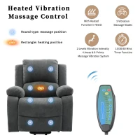 Power Massage Lift Recliner Chair with Heat and Vibration for Elderly, Heavy Duty Reclining Mechanism with Pockets, Cup Holders, Grey(m-7)