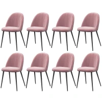 HOMCOM Conjunto de 8 Cadeiras de Sala de Jantar Modernas Cadeiras Estofadas em Veludo com Encosto Alto 50x52x83 cm Rosa(m-6)