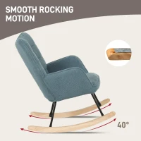 HOMCOM Rocking Chair, ergonomic shape, real wood rockers, up to 120 kg, Light Blue(m-4)