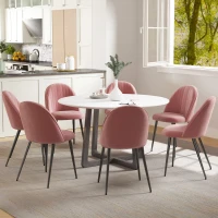 HOMCOM Conjunto de 8 Cadeiras de Sala de Jantar Modernas Cadeiras Estofadas em Veludo com Encosto Alto 50x52x83 cm Rosa(m-4)