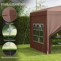 Outsunny 3 x 3 m Pop Up Gazebo, Wedding Party Canopy Tent Marquee with Carry Bag and Windows, Coffee(m-6)
