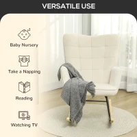 HOMCOM Rocking Chair, Thick Padding, Wide Backrest, Beech wood/Steel Frame, Supports up to 120 kg, Beige(m-6)