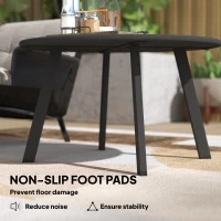 Outsunny 70cm Round Coffee Table, Outdoor Garden Table with Non-Slip Foot Pads and Metal Frame for Garden, Terrace, Balcony, Living Room, Black(m-6)
