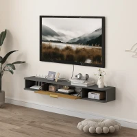 HOMCOM 140 cm Floating TV Stand with Storage - Charcoal Grey(m-7)