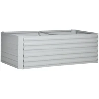 Outsunny Raised Beds for Garden, Galvanised Steel Outdoor Planters with Multi-reinforced Rods, 180 x 90 x 59 cm, Light Grey(m-11)