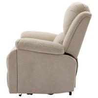 Power Massage Lift Recliner Chair with Heat and Vibration for Elderly, Fabric Sofa with Storage Pockets, Cup Holders, 90L x 94W x 101H cm, Beige(m-13)