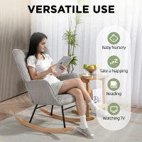 HOMCOM Rocking Chair, Beechwood Rockers, Thick Padding, Dark Green, up to 120 kg(m-6)