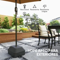 Outsunny Base para Chapéu de Sol Suporte para Chapéu de Sol Preenchível com Água 20L ou Areia 24kg 43x33x25 cm Preto(m-6)