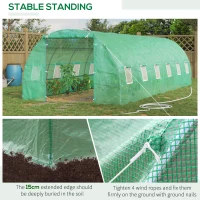 Outsunny Greenhouse 800x300x200cm Foil Greenhouse Tomato House Door with Mosquito Net, Window, Foil Tunnel made of galvanized steel, stable plant tunnel, greenhouse including ground anchors ropes, Green(m-6)