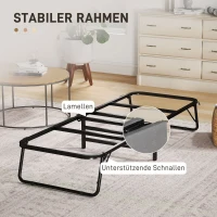 HOMCOM Klappbett, 70 x 190 cm Gästebett, mit 7 cm Schaumstoff-Matratze, verstellbare Rückenlehne, mit Rollen, Dunkelgrau(m-9)