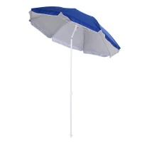 Outsunny Ombrellone da Spiaggia Inclinabile con Fodera Riflettente, in Acciaio e Poliestere, Ø1.7x2.05 m, Blu(m-1)