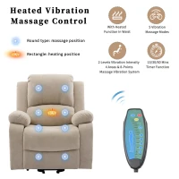 Power Massage Lift Recliner Chair with Heat and Vibration for Elderly, Fabric Sofa with Storage Pockets, Cup Holders, 90L x 94W x 101H cm, Beige(m-7)