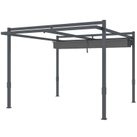 Outsunny Pergola Pavillon ca. 3,5x3m Aluminium Stabil winterfest Sonnenschutz mit verstellbares Schiebedach Grau
