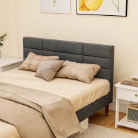 HOMCOM Upholstered Double Bed Frame 136W x 196D x 87Hcm with Slats - Grey(m-8)