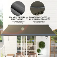 Outsunny 4 x 3(m) Full Cassette Electric Awning with Remote Controller, Aluminium Frame DIY Retractable Garden Awning, UPF50+ Sun Shade Canopy for Deck Door Window, Dark Grey(m-6)