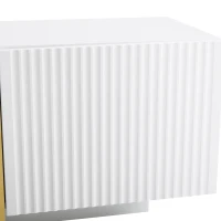 Modern TV Stand with Storage Cabinet for 85-Inch TV, Entertainment Centre with Open Shelves, 190L x 35W x 45H cm, White+Gold(m-13)