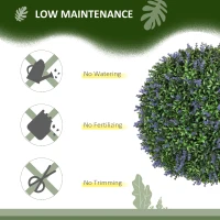 HOMCOM 2-Pack Artificial Topiary Ball, UV-Resistant, Artificial Plants for Indoor and Outdoor, 42 cm, Green+Purple(m-5)