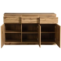 Farmhouse Oak Buffet Cabinet with 3 Drawers and Adjustable Shelves, 135L x 40W x 81H cm, Oak(m-13)