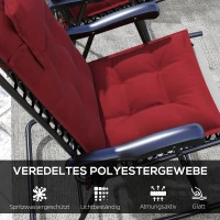 Outsunny 2er Set Auflage für Sonnenliege Wasserabweisend Liegenauflage für Gartenliege Polsterauflage 50x116x5 cm, Weinrot(m-5)