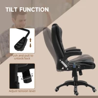 Vinsetto Office Chair with Vibration Massage, Ergonomic Desk Chair with Heating, Reclining Function, Height Adjustable Executive Chair with Remote Control, Side Pocket, Linen Look, Black(m-6)