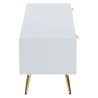 TV Stand with Storage Cabinets and Open Shelves for 80-Inch TV, Embossed Pattern Entertainment Centre, 180L x 40W x 41H cm, White(m-14)