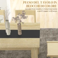 HOMCOM Tavolo da Pranzo Moderno per 6 Persone max, in Truciolato, 140x89.5x75 cm, Nero e color Rovere(m-5)