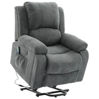 Power Massage Lift Recliner Chair with Heat and Vibration for Elderly, Heavy Duty Reclining Mechanism with Pockets, Cup Holders, Grey(m-2)