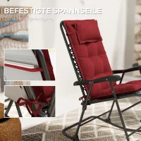 Outsunny 2er Set Auflage für Sonnenliege Wasserabweisend Liegenauflage für Gartenliege Polsterauflage 50x116x5 cm, Weinrot(m-7)