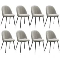 HOMCOM Conjunto de 8 Cadeiras de Sala de Jantar Modernas Cadeiras Estofadas em Veludo com Encosto Alto 50x52x83 cm Cinza(m-1)