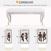 HOMCOM Banco Pé de Cama com Pés de Madeira e Assento Acolchoado para Dormitório Entrada Corredor 110x37x49 cm Creme(m-7)