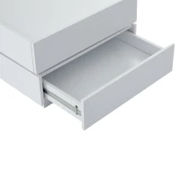 Square Rotating Coffee Table with 2 Drawers, 2-Tier Swivel Tabletop and Storage, 60L x 60W x 38H cm, White(m-10)