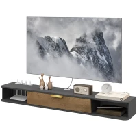 HOMCOM 140 cm Floating TV Stand with Storage - Charcoal Grey(m-11)