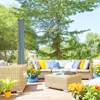 Outsunny Parasol Cover, Cantilever Umbrella Cover, Banana Umbrella Cover with Zipper for Outdoor Garden, Patio, Grey(m-12)