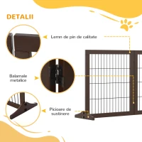 PawHut Poarta Animale – Pliabila, Cadru din Lemn Pin pentru Usi & Holuri(m-6)
