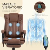 Vinsetto Silla de Masaje con 6 Puntos de Masaje Ajustable con Función de Calefacción Reposapiés Retráctil y Control Remoto Marrón(m-4)