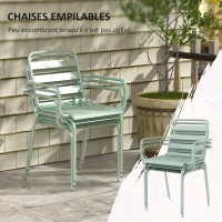 Outsunny Salon de jardin ensemble salle à manger de jardin 5 pièces avec 1 table et 4 chaises empilables en acier vert(m-4)