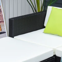 Outsunny White Rattan Garden Furniture 4-Seater Outdoor Sofa Set with Coffee Table - White(m-7)