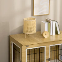 PawHut Casetta per Cani Taglia Media e Grande con 2 Porte Bloccabili e Cuscino Lavabile, 90x58x65 cm, Rovere(m-7)