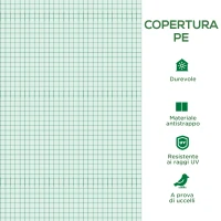 Outsunny Telo per Serra in PE con 12 Finestre, Porta Avvolgibile e Bordi Interrati, 6x3x2 m, Verde(m-6)