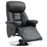 HOMCOM Fauteuil de relaxation inclinable pivotant repose-pied réglable, jusqu'à 150 kg, pour salon, chambre, home cinéma, noir(m-1)