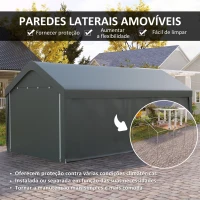 Outsunny Abrigo de Exterior 6x3 m Garagem de Exterior para Carros Anti UV com Paredes Laterais Desmontáveis e 2 Portas Cinza Escuro(m-5)