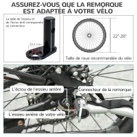 PawHut Remorque vélo pour Chien Animaux 8 réflecteurs Drapeau Barre attelage Inclus Acier Polyester imperméable Max. 30 Kg 130L x 73l x 90H cm Rouge(m-8)