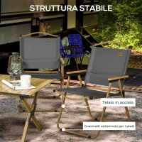 Outsunny Set 2 Sedie per Esterni Pieghevoli con Braccioli in Tessuto Oxford e Acciaio, Grigio(m-7)