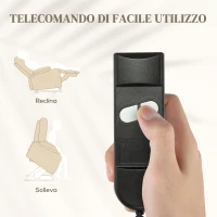 HOMCOM Poltrona Alzapersona Reclinabile a 160° con Poggiapiedi e Telecomando, in Velluto, 85x88x109 cm, Crema(m-6)