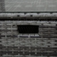 Outsunny 4 Pcs Rattan Wicker Garden Furniture Patio Sofa Storage & Table Set w/ 2 Drawers Coffee Table,Great Cushioned 4 Seats Corner Sofa - Grey(m-10)