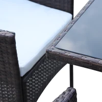 Outsunny 6 Seater Rattan Dining Set with Cushions, Rattan Garden Furniture Set with 6 Armchairs, Rectangular Glass Top Table, Outdoor Dining Table and Chairs, Brown(m-12)