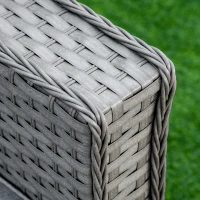 Outsunny 5 PCs PE Rattan Wicker Corner Sofa Set Bonzer Outdoor Conservatory Furniture Lawn Patio Tea Table Footstool w/ Cushion - Grey(m-8)