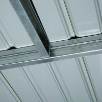 Outsunny Magazie de gradina din otel cu acoperis inclinat, usa glisanta dubla si orificii de aerisire, 213x130x173 cm, verde(m-13)